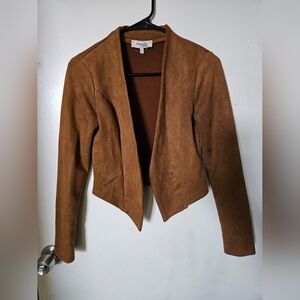 Charlotte Russe faux suede open-front collarless blazer
